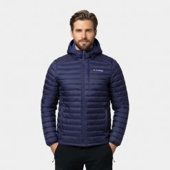 Kurtka męska puchowa Alpinus Kiruna. Niebieskie kurtki męskie Alpinus, na jesień, m, bez wzorów, z materiału, biznesowe, z kapturem. Za 399.00 zł.