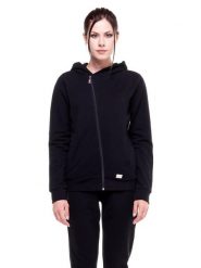 Bluza damska Greysongreys Asymetryczna z kapturem zapinana na zamek. Czarne bluzy z kapturem damskie LEONE 1947 APPAREL, s. Za 105.21 zł.