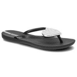Czarne Japonki Ipanema Wodoodporne Klapki Damskie. Czarne klapki damskie Ipanema, z aplikacjami, bez obcasa. Za 89.99 zł.
