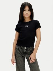 Calvin Klein Jeans T-Shirt LVCKSJB11G Czarny Regular Fit. Czarne koszulki dziewczęce Calvin Klein Jeans, z bawełny. Za 129.99 zł.
