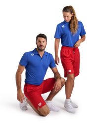 Spodenki Arena Team Bermuda Panel. Czerwone szorty damskie Arena, bez wzorów, z materiału, sportowe. Za 179.00 zł.