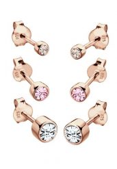 Elli Damskie kolczyki sztyfty Basic zestaw 3 częściowy z kryształami szklanymi z pozłacanego srebra próby 925 sterling silver Zestawy 1 ct. Szare kolczyki damskie Elli, pozłacane, na sztyftcie. Za 283.89 zł.