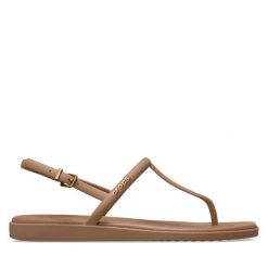 Sandały Crocs. Brązowe sandały damskie Crocs, bez wzorów, bez obcasa, na płaskiej podeszwie. Za 139.99 zł.