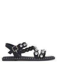 DeeZee Sandały LS5153-11 Czarny. Czarne sandały damskie DeeZee, bez wzorów, z materiału, bez obcasa, na płaskiej podeszwie. Za 119.99 zł.