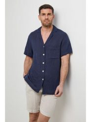 Rodier Lin Lniana koszula w kolorze granatowym rozmiar: L/XL. Niebieskie koszule męskie Rodier Lin, l, bez wzorów, ze lnu, bez kołnierzyka, bez ramiączek. Za 170.95 zł.