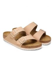 Birkenstock Klapki "Arizona BF" w kolorze beżowym rozmiar: 39. Brązowe klapki damskie Birkenstock, bez wzorów, bez obcasa. Za 330.67 zł.