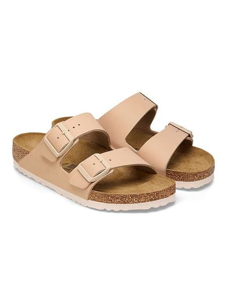 Birkenstock Klapki "Arizona BF" w kolorze beżowym rozmiar: 37. Brązowe klapki damskie Birkenstock, bez wzorów, bez obcasa. Za 332.24 zł.