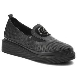 Czarne Półbuty Ravini Wygodne Skórzane Buty Damskie. Czarne półbuty damskie Ravini, z aplikacjami, ze skóry, biznesowe, bez obcasa. Za 359.00 zł.