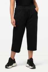 Damskie bis 58+| Spodnie dresowe 7/8 | Spodnie dresowe z elastyczną. Czarne spodnie sportowe damskie Ulla Popken, plus size, z bawełny. Za 125.99 zł.