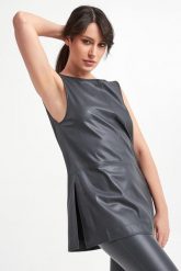 Top damski z ekoskóry Sagoma MAX MARA LEISURE. Topy damskie Max Mara Leisure, m, bez wzorów, bez kołnierzyka. W wyprzedaży za 563.72 zł.