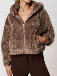 Ocieplana bluza bomber - brązowy. Brązowe bluzy bez kaptura damskie Sinsay, l. Za 49.99 zł.