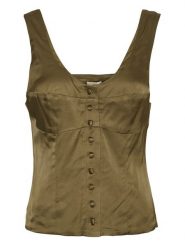 MOSS COPENHAGEN Top "Julietta" w kolorze khaki rozmiar: S. Brązowe topy damskie MOSS COPENHAGEN, s, bez wzorów, bez kołnierzyka. Za 149.31 zł.