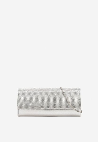 Srebrna Torebka Vices Typu Kopertówka z Cyrkoniami Devline. Szare torebki wieczorowe Born2be, bez wzorów, eleganckie, bez kołnierzyka, bez ramiączek. Za 49.99 zł.