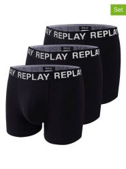 Replay Underwear Bokserki (3 pary) w kolorze czarnym rozmiar: M. Czarne bokserki męskie Replay Underwear, bez wzorów. Za 43.99 zł.