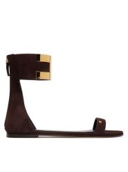 Elisabetta Franchi Sandały SA-88L-62E2-V540 Brązowy ciemny. Brązowe sandały damskie Elisabetta Franchi, bez wzorów, ze skóry, bez obcasa, na płaskiej podeszwie. Za 2,299.00 zł.