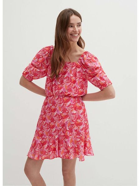 STEFANEL Sukienka ze wzorem rozmiar: 42. Sukienki damskie Stefanel, bez wzorów, z wiskozy, bez kołnierzyka, bez ramiączek, mini, rozkloszowane. Za 180.49 zł.