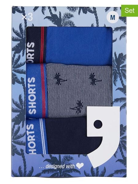 Happy Shorts Bokserki (3 pary) w kolorze granatowo-niebiesko-szarym rozmiar: L. Niebieskie bokserki męskie Happy Shorts, bez wzorów. Za 46.95 zł.