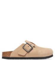 Birkenstock Klapki Boston Wire Buckle 1031573 Beżowy jasny. Brązowe klapki damskie Birkenstock, bez wzorów, z nubiku, bez obcasa. Za 779.99 zł.
