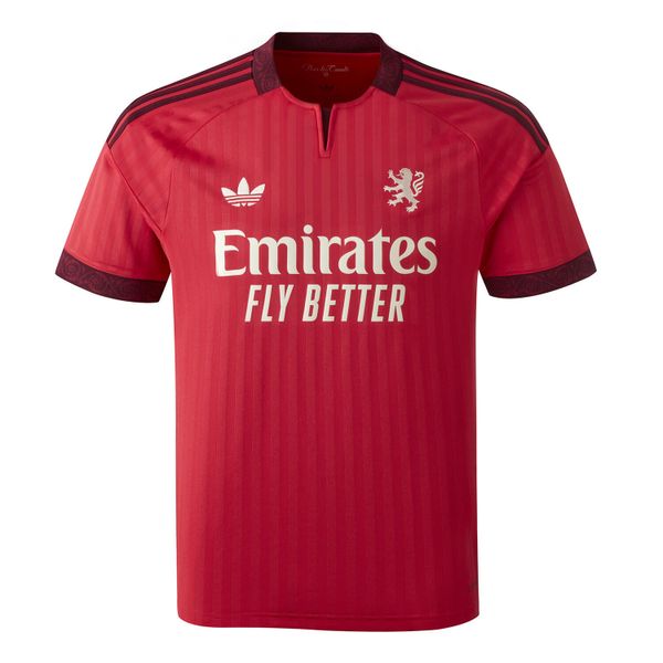 KOSZULKA WYJAZDOWA OLYMPIQUE LYONNAIS 26/27. Czerwone t-shirty sportowe męskie Adidas, l, z dzianiny, bez ramiączek, do piłki nożnej, climacool (adidas). Za 439.00 zł.