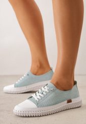 Jasnozielone Perforowane Tenisówki ze Skóry Naturalnej na Elastycznej Podeszwie Pigina. Zielone trampki i tenisówki damskie Renee, bez wzorów, z jeansu. Za 199.99 zł.