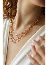 L'Atelier de Gaia Pozłacany naszyjnik z kryształami - dł. 45 cm rozmiar: onesize. Różowe naszyjniki damskie L'Atelier de Gaia, pozłacane. Za 52.99 zł.