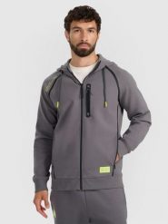 4F Bluza dresowa rozpinana z kapturem męska - szara XL. Szare bluzy z kapturem męskie 4f, m, z bawełny. Za 199.99 zł.