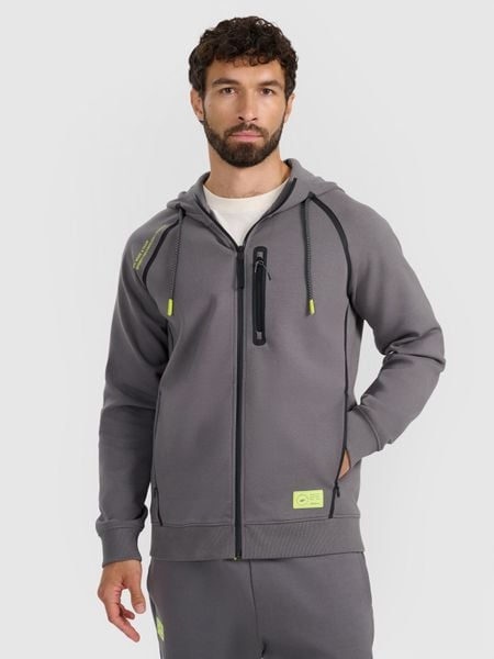 4F Bluza dresowa rozpinana z kapturem męska - szara XL. Szare bluzy z kapturem męskie 4f, m, z bawełny. Za 199.99 zł.