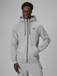 Bluza dresowa regular z kapturem męska 4F 4FRMM00TSWSM3058. Szare bluzy z kapturem męskie 4f, m, z bawełny. Za 169.99 zł.