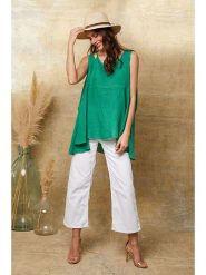 Joséfine Lniany top "Ottilie" w kolorze zielonym rozmiar: M. Zielone topy damskie Joséfine, m, bez wzorów, ze lnu, bez kołnierzyka. Za 130.99 zł.