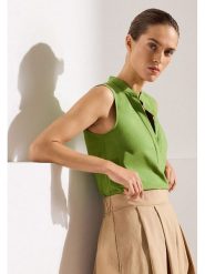 More & More Bluzka w kolorze zielonym rozmiar: 42. Zielone bluzki damskie MORE & MORE, bez wzorów, bez kołnierzyka, bez ramiączek. Za 69.99 zł.