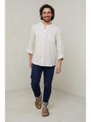 Lin Passion Koszula w kolorze kremowym rozmiar: XL/XXL. Brązowe koszule męskie Lin Passion, xl, bez wzorów, z bawełny, bez kołnierzyka, bez ramiączek. Za 162.49 zł.