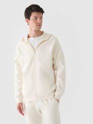 4F Bluza dresowa rozpinana z kapturem męska - beżowa M. Brązowe bluzy sportowe męskie 4f, bez wzorów, z bawełny, sportowe, bez kołnierzyka, bez ramiączek. W wyprzedaży za 79.99 zł.