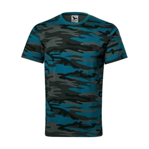 Koszulka W Kamuflażu Unisex Dla Dorosłych. Niebieskie bluzki damskie ALDER, m, bez wzorów, z bawełny, bez kołnierzyka. Za 66.99 zł.