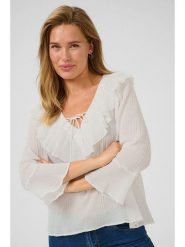 Kaffe Bluzka w kolorze białym rozmiar: 40. Białe bluzki damskie Kaffe, bez wzorów, z bawełny, bez kołnierzyka, bez ramiączek. Za 86.99 zł.