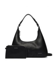 Calvin Klein Torebka Emblem Aop Perfor Lthr Bag LV04F3367G Czarny. Czarne torebki klasyczne damskie CALVIN KLEIN, bez wzorów, ze skóry, bez dodatków. Za 899.99 zł.
