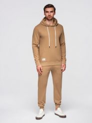 Bawełniany męskie komplet dresowy bluza dresowa + spodnie joggery- brązowy V2 - Rozmiar: XL. Brązowe bluzy sportowe męskie Ombre Clothing, z bawełny. Za 339.99 zł.