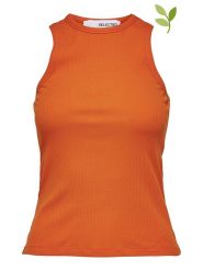 SELECTED FEMME Top "Anna" w kolorze pomarańczowym rozmiar: XL. Pomarańczowe topy damskie Selected Femme, xl, bez wzorów, z bawełny, bez kołnierzyka. Za 35.10 zł.