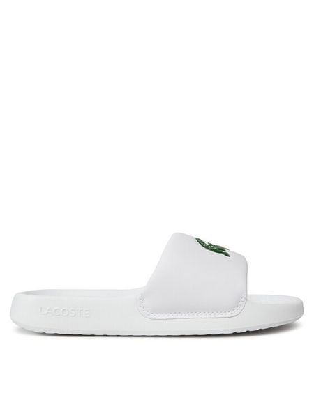 Lacoste Klapki Serve Slide 1.0 123 1 Cuj 745CUJ0012-082 Biały. Białe klapki damskie Lacoste, bez wzorów, ze skóry, bez obcasa. Za 189.99 zł.
