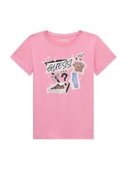 Guess T-Shirt J6YI02 K3667 Różowy Regular Fit. Czerwone koszulki dziewczęce Guess, z aplikacjami, z bawełny, bez ramiączek. Za 84.99 zł.