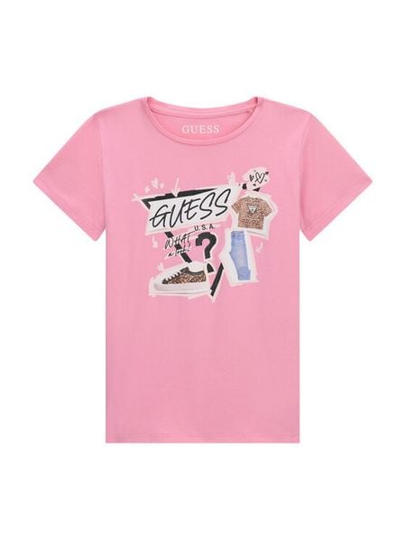 Guess T-Shirt J6YI02 K3667 Różowy Regular Fit. Czerwone koszulki dziewczęce Guess, z aplikacjami, z bawełny, bez ramiączek. Za 84.99 zł.