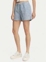 Guess Jeans Szorty jeansowe W6GD53 D7881 Niebieski Regular Fit. Niebieskie szorty damskie Guess Jeans, z aplikacjami, z bawełny. Za 299.99 zł.