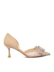 Eva Minge Szpilki EO-AVA-78096-202 Beżowy. Brązowe szpilki Eva Minge, bez wzorów, ze skóry, bez obcasa. Za 299.99 zł.