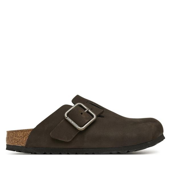 Klapki Birkenstock. Brązowe klapki damskie Birkenstock, bez wzorów, bez obcasa. Za 779.99 zł.