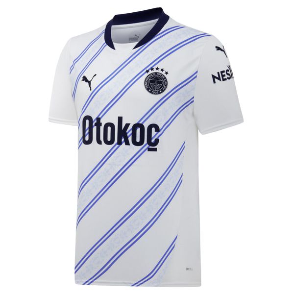 Męska koszulka wyjazdowa Fenerbahçe SK 24/25 PUMA White Dusky Blue. Białe t-shirty sportowe męskie Puma, l, bez ramiączek, do piłki nożnej. W wyprzedaży za 256.00 zł.