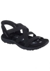 Sandały damskie Skechers Reggae Slim Stretch Flex. Czarne sandały damskie Skechers, bez wzorów, z materiału, bez obcasa. Za 306.20 zł.