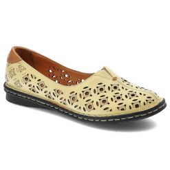Żółte Półbuty Artiker Damskie Wygodne Buty Lekkie. Żółte półbuty damskie Artiker, z aplikacjami, ze skóry, bez obcasa. Za 199.00 zł.