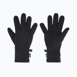 Rękawiczki trekkingowe Jack Wolfskin Real Stuff. Czarne rękawiczki damskie Jack Wolfskin, bez wzorów, z materiału. Za 109.99 zł.