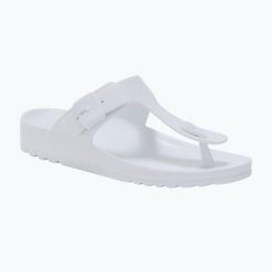 Japonki damskie Scholl Bahia Eva. Białe klapki damskie Scholl, bez wzorów, z materiału, bez obcasa. Za 169.99 zł.