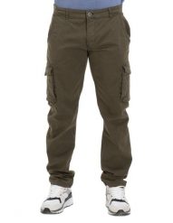 Męskie spodnie cargo Work Leisure z dużymi kieszeniami. Zielone spodnie materiałowe męskie LEONE 1947 APPAREL, bez wzorów, z bawełny, sportowe. Za 105.21 zł.
