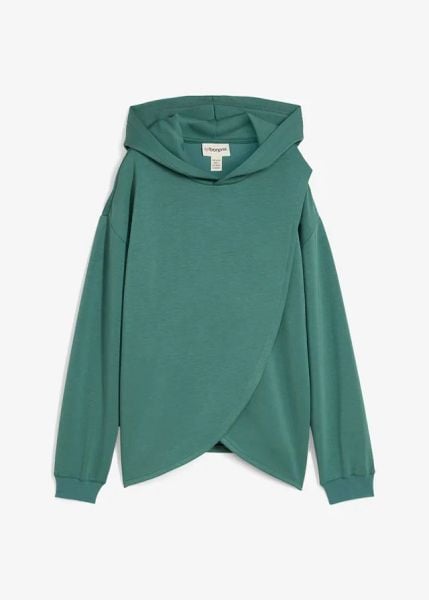 Bluza z kapturem z miękkiej mieszanki wiskozy. Zielone bluzy z kapturem damskie bonprix, z wiskozy. Za 129.99 zł.